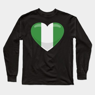 Nigeria Flag Heart Long Sleeve T-Shirt